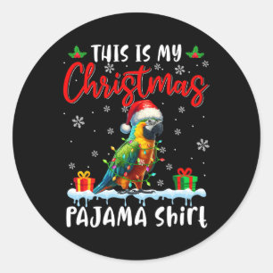 My Christmas Pajama Santa Parrot Animals Xmas Ligh Classic Round Sticker
