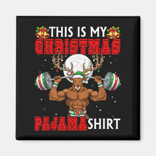 My Christmas Pajama Shirt Reindeer Muscle Weightli Magnet