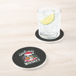 My Christmas Spirit Is Whiskey Ugly Sweater Xmas P Coaster