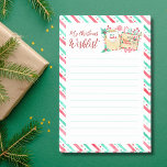 My Christmas Wishlist Dear Santa Watercolor Post-it Notes<br><div class="desc">This design features the text My Christmas Wishlist which can be customised as you like, it also has watercolor illustrations of letters to send to Santa, with Dear Santa and Santa Claus on the letter and envelope. There is a peppermint watercolor striped border around the outside of the design. See...</div>
