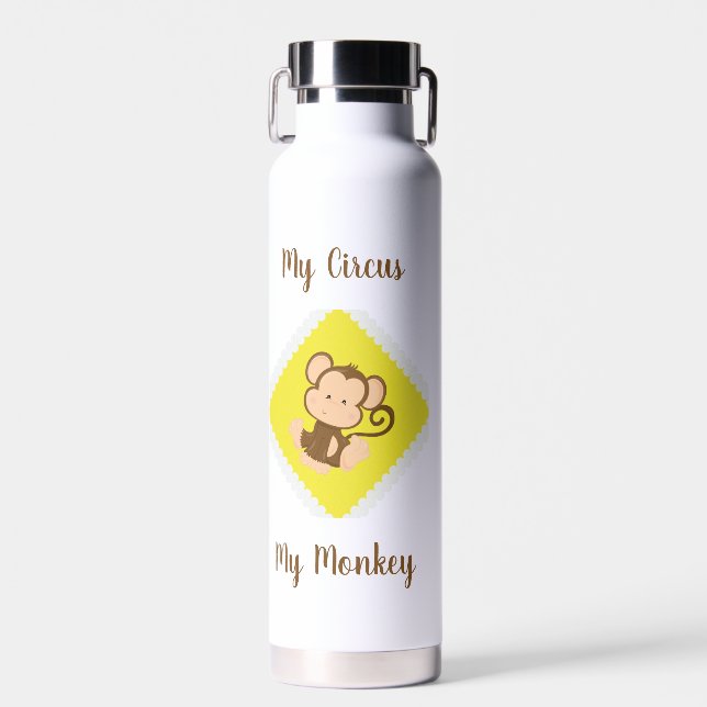 My Circus My Monkey with Custom Name  Water Bottle (Front)