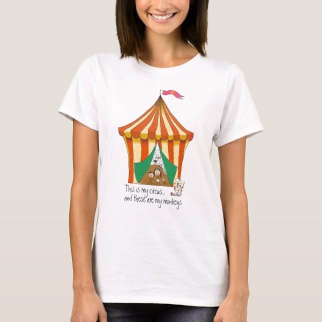 My Circus My Monkeys colourful fun family T-Shirt (Front)