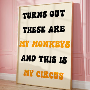 My Circus Poster   Funny Retro Typography Wall Art