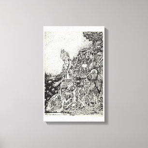 My city driven by fire into the sea. canvas print