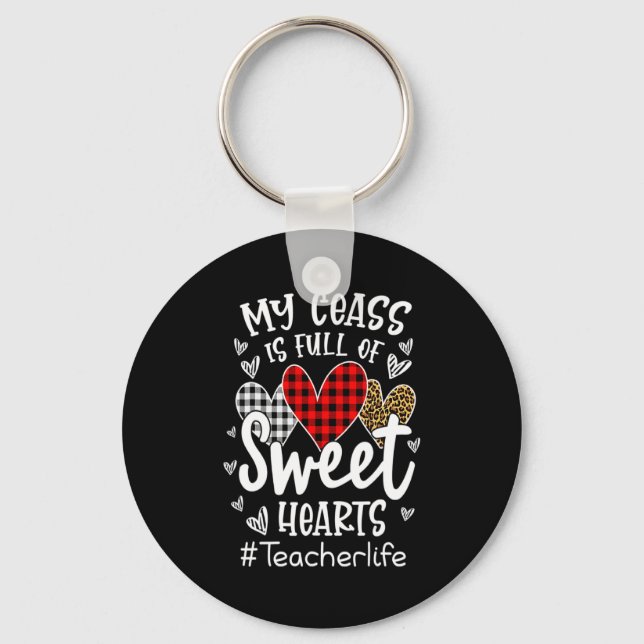 My Cl Is Full Of Heart Red Plaid Leopard Valent  Key Ring (Front)