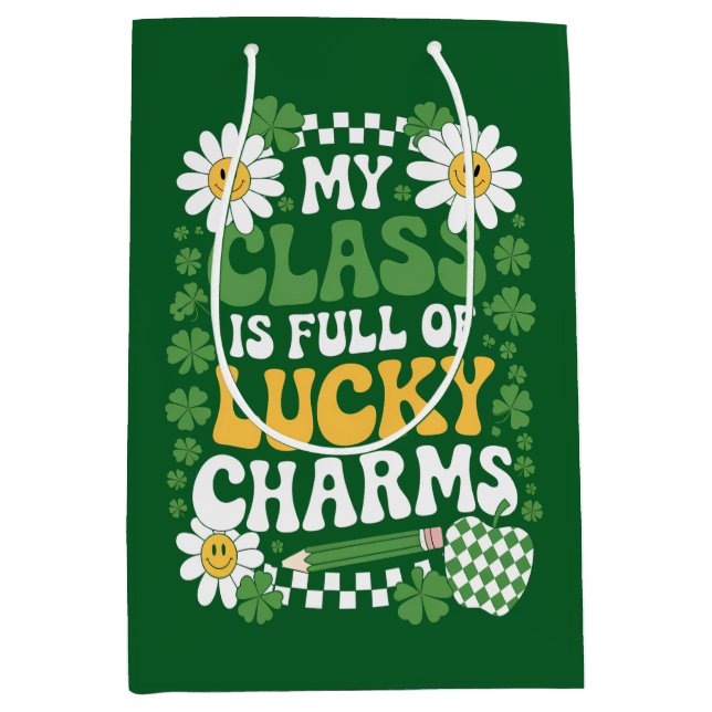 My Class Is Full Of Lucky Charms St Patrick's Day Medium Gift Bag (Front)