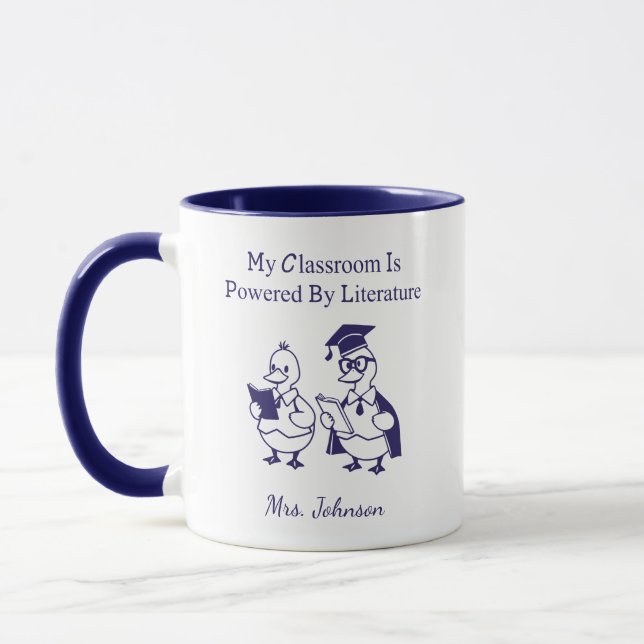 My Classroom Powered By Literature Teacher Design Mug (Left)