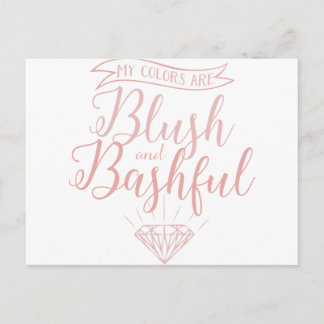 My colours are blush and bashful postcard