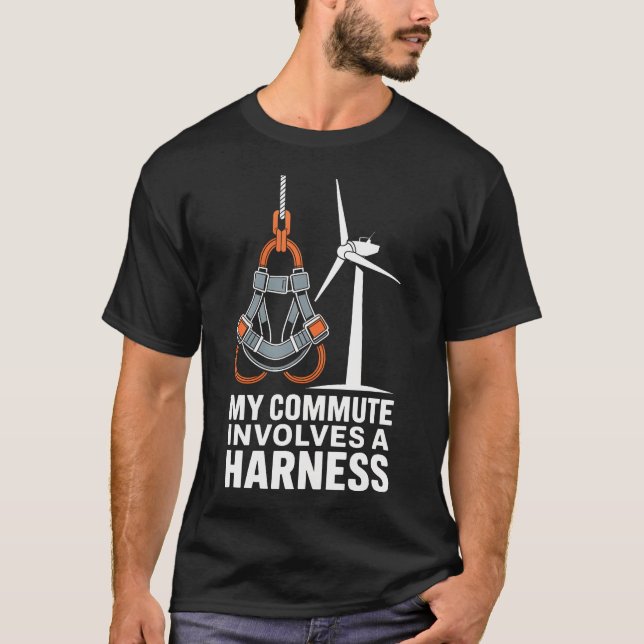 My Commute Involves A Harness Wind Turbine Technic T-Shirt (Front)