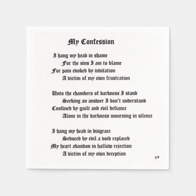 My Confession Napkin (Front)