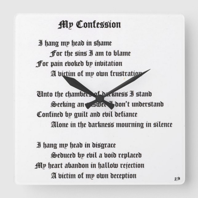 My Confession Square Wall Clock (Front)