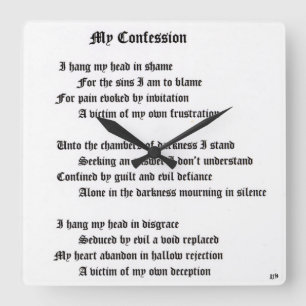 My Confession Square Wall Clock