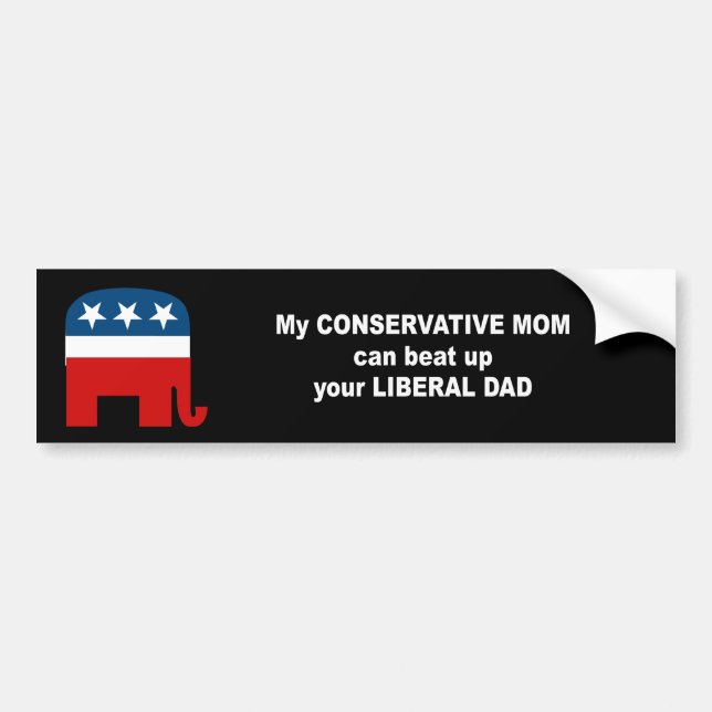 My conservative mum can beat up your liberal dad bumper sticker (Front)