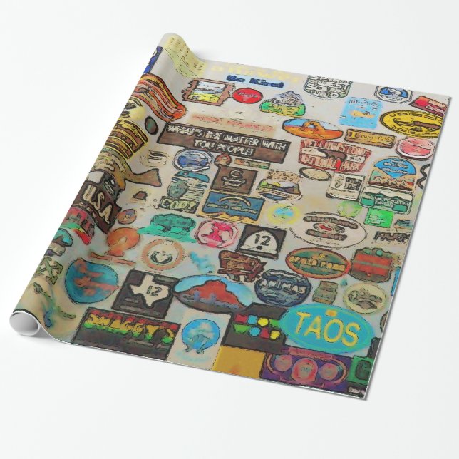 My Cool Decals - Travel Stickers Wrapping Paper (Unrolled)
