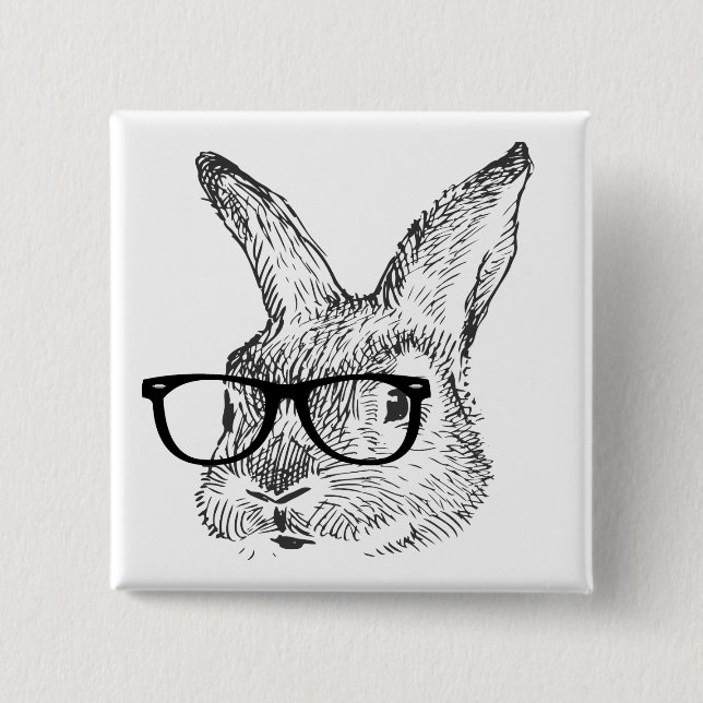 my cool rabbit with spectacles designed by Kanjiz 15 Cm Square Badge (Front)