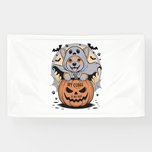 My Corgi is My Boo Halloween Banner (Horizontal)