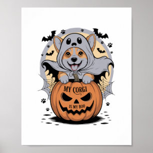 My Corgi is My Boo Halloween Poster