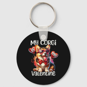 My Corgi Is My Valentines Day Corgi Key Ring