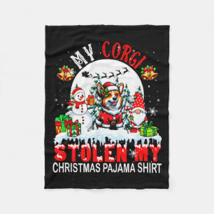 My Corgi Stolen My Christmas Pajama Shirt Santa Do Fleece Blanket