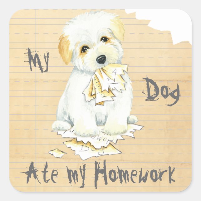 My Coton Ate My Homework Square Sticker (Front)
