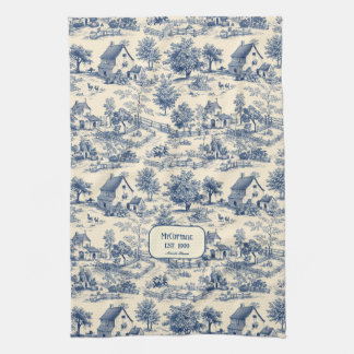My Cottage Cobalt and Cream Toile de Jouy Tea Towel