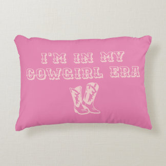 My Cowgirl Era | Retro Pink Cowgirl Boots Decorative Cushion