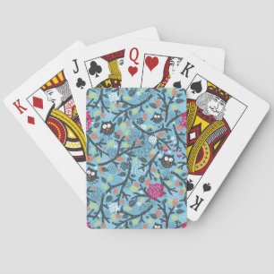 My crazy owl pet playing cards