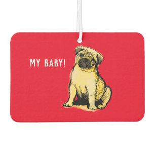 My cream coloured pug baby car air freshener