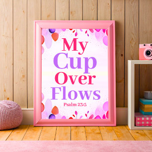 My cup overflows Boho Christian Teen Girl Wall Art