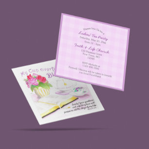 My Cup Overflows with Scripture Lavender Tea Party Invitation