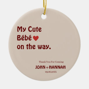 My Cute Bébé on the Way Funny Co-ed Baby Shower Ceramic Tree Decoration