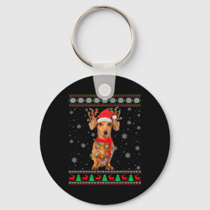 My Cute Ugly Christmas Pajama Shirt Dachshund Dog  Key Ring