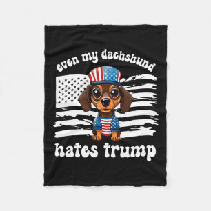 My Dachshund Hates Trump Dogs Kamala Harris Vote Fleece Blanket