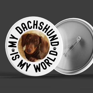 My Dachshund Is My World Custom Dog Photo 6 Cm Round Badge