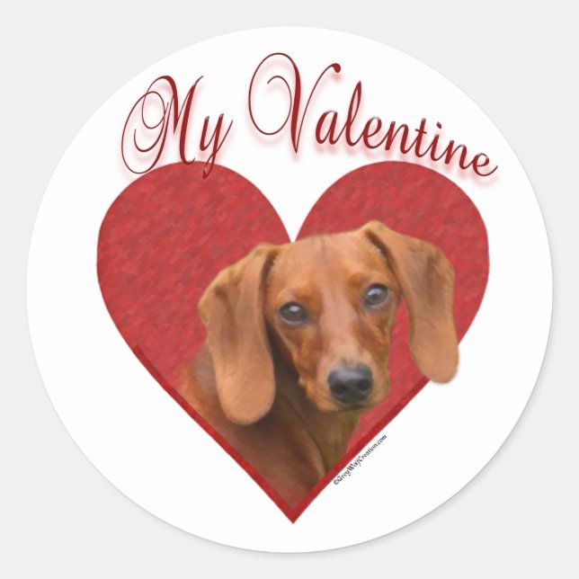 My Dachshund Valentine Classic Round Sticker (Front)