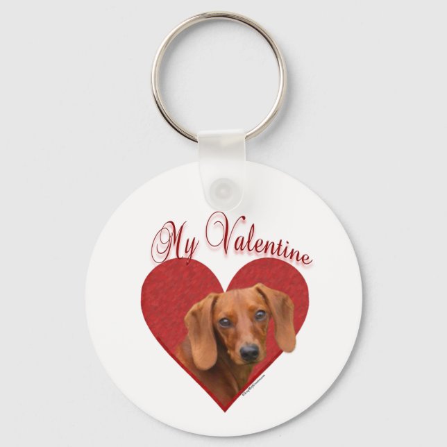 My Dachshund Valentine Key Ring (Front)