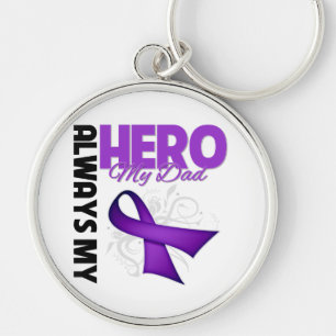 My Dad Always My Hero - Purple Ribbon Key Ring