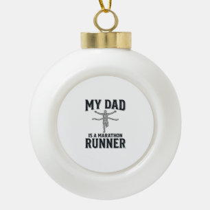 My Dad Is a Marathon Runner Vintage Shirt Design_1 Ceramic Ball Christmas Ornament