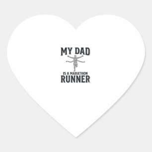 My Dad Is a Marathon Runner Vintage Shirt Design_1 Heart Sticker