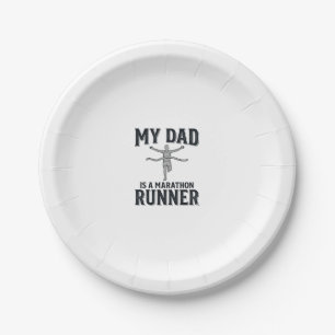 My Dad Is a Marathon Runner Vintage Shirt Design_1 Paper Plate