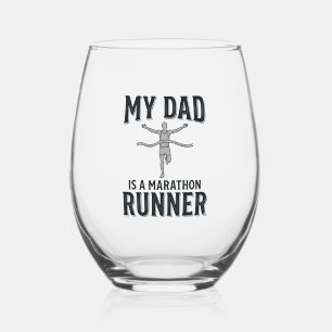 My Dad Is a Marathon Runner Vintage Shirt Design_1 Stemless Wine Glass