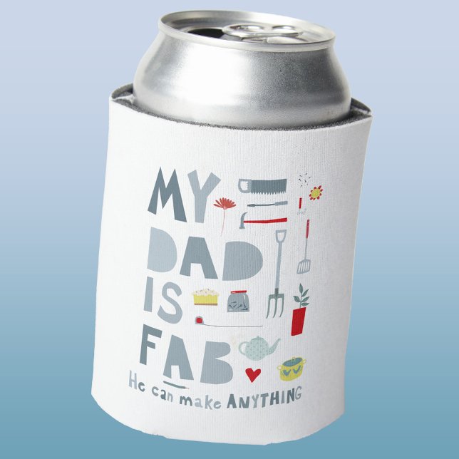 My Dad is Fab Can Cooler (My Dad is Fab fun hand lettered can cooler, perfect for Fathers Day)