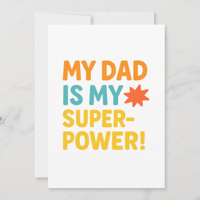 My Dad Is My Superpower – Bold Neon Typography Des Holiday Card (Front)