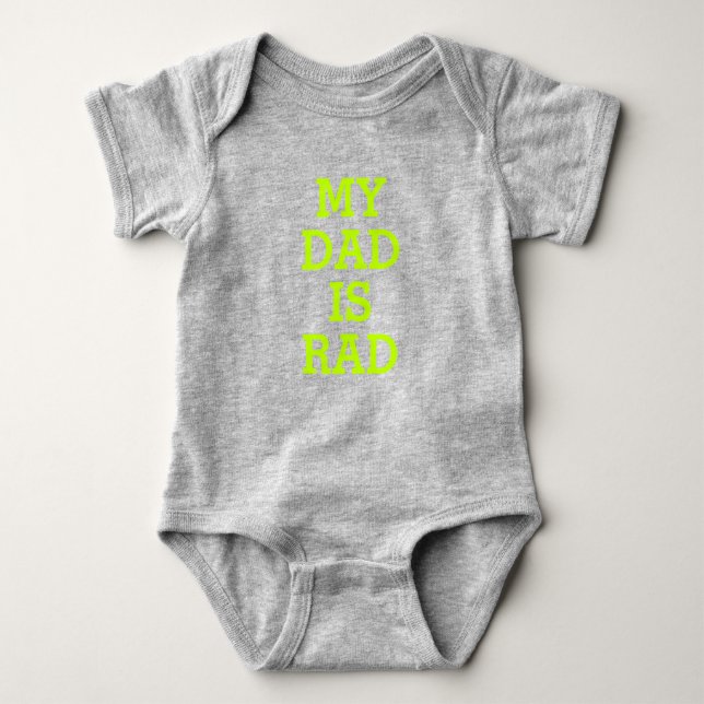 My Dad is Rad neon green custom name funny cute Baby Bodysuit (Front)