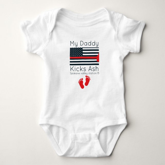 My Dad Kicks Ash Spokane valley station 15  Baby Bodysuit (Front)