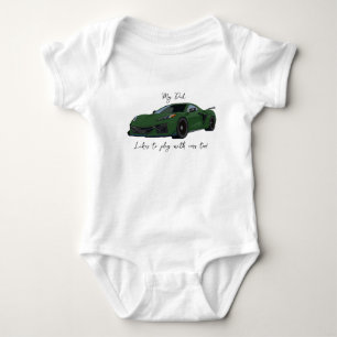 My Dad likes to play with Corvettes C8 Dark Green Baby Bodysuit