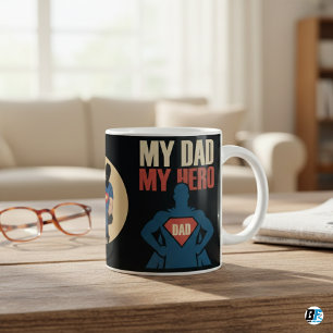 My Dad, My Hero Custom 2-Photo Father’s Day Coffee Mug