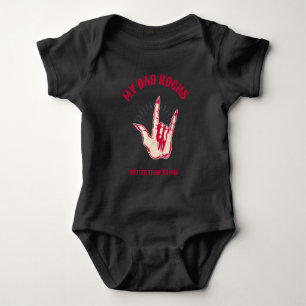 My Dad Rocks Better Than Yours Red Typography  Baby Bodysuit