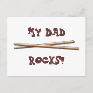 My Dad Rocks Drumsticks for Drummer Father Postcard
