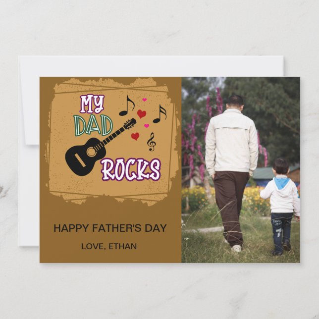 My Dad Rocks -Father's Day Photo Card (Front)